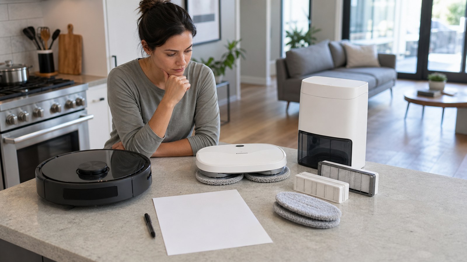 Connected cleaning devices arranged for a practical home buying comparison