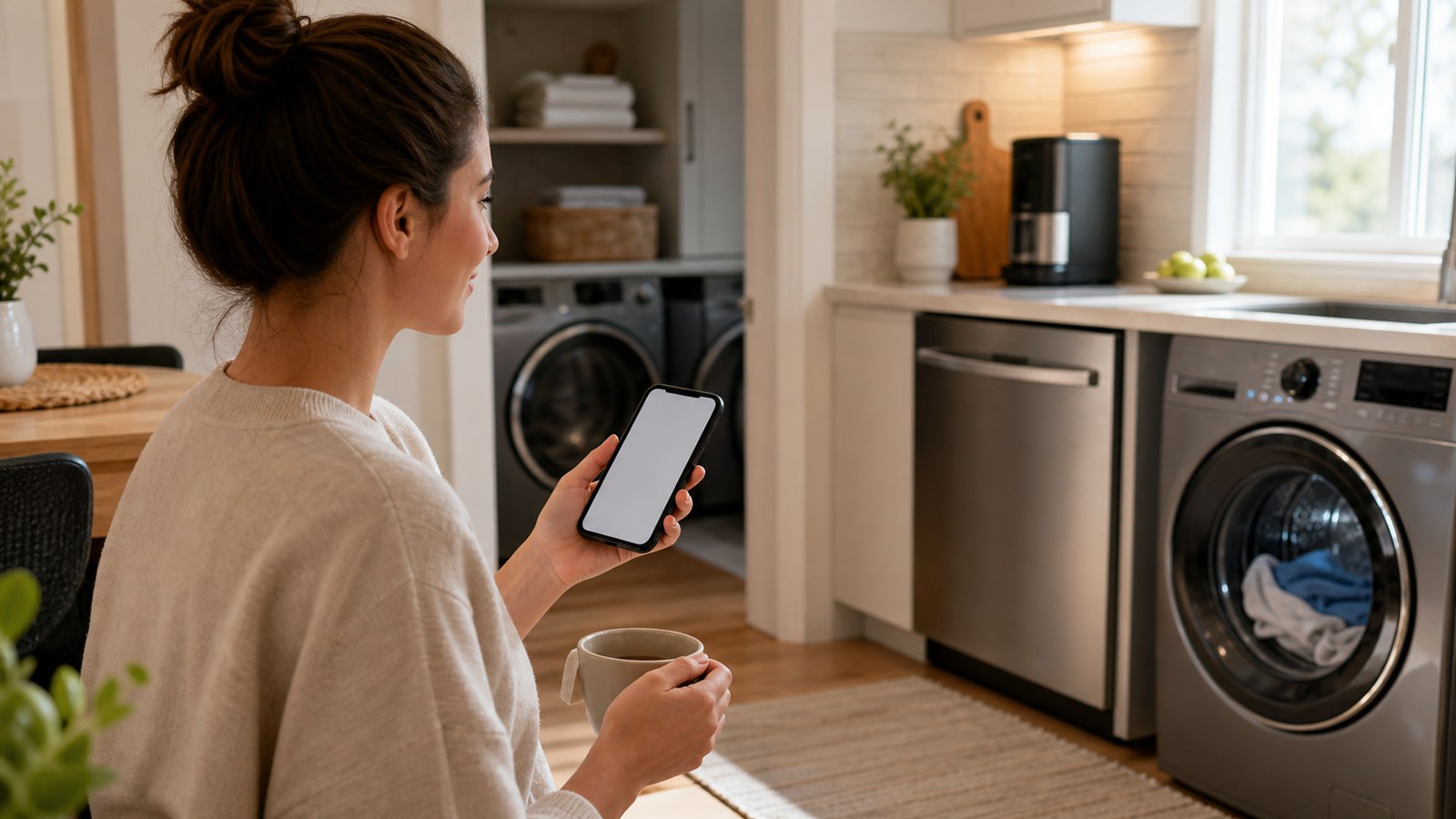 Smart appliance app helping with kitchen and laundry routines