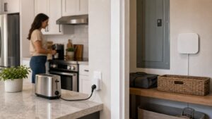 Smart plug and whole-home energy monitor compared in a modern home