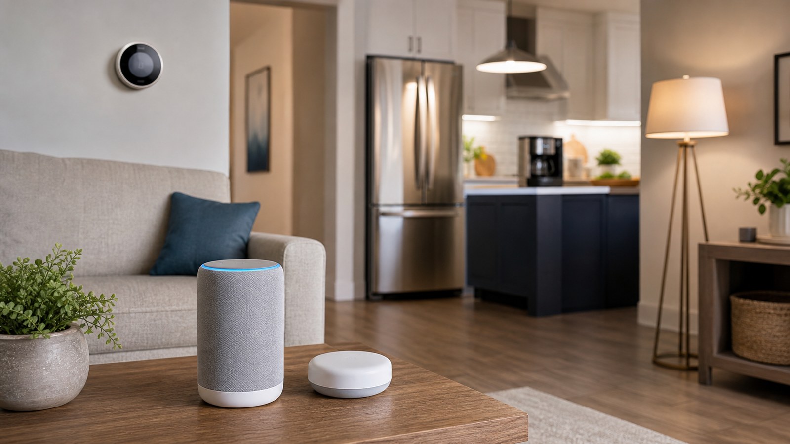 Beginner smart home voice control setup with speaker and appliances