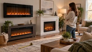 electric fireplace options in a cozy living room with homeowner considering placement