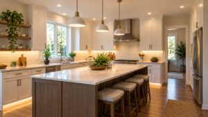 LED lighting upgrades in a bright kitchen