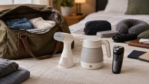 Portable appliances being chosen for packing in a travel bag